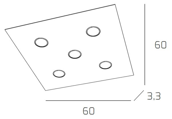 Plafoniera Moderna Quadrata Path Vetro Bianco 5 Luci Gx53
