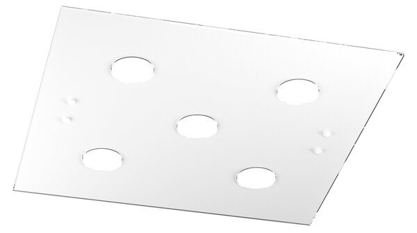 Plafoniera Moderna Quadrata Path Vetro Bianco 5 Luci Gx53