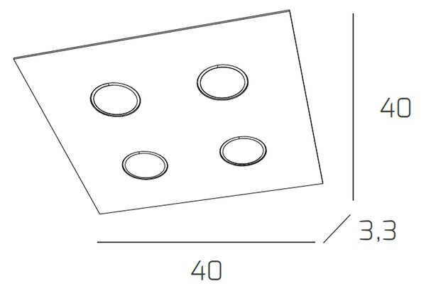 Plafoniera Moderna Quadrata Path Vetro Bianco 4 Luci Gx53