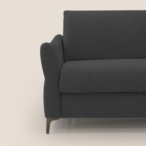 Dalia divano letto con materasso H18 cm e piedi alti in raffinato tess