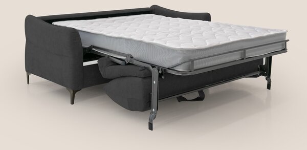 Dalia divano letto con materasso H18 cm e piedi alti in raffinato tess