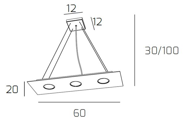 Sospensione Moderna Rettangolare Path Vetro Foglia Argento 3 Luci Gx53