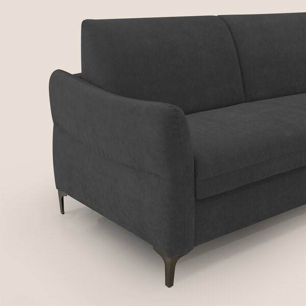 Dalia divano letto con materasso H18 cm e piedi alti in raffinato tess