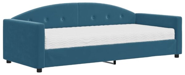 VidaXL Divano letto con materasso blu 90x200 cm Velluto