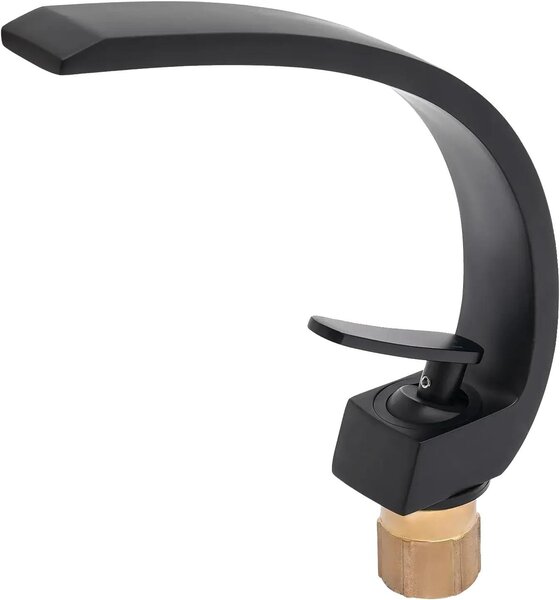 Rubinetto per lavabo, design moderno, struttura resistente in ottone, ottone, nero