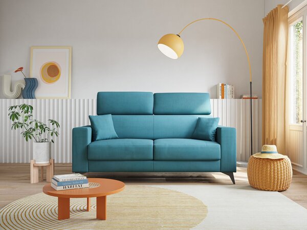 Pegaso divano letto con poggiatesta reclinabili e rivestimento T02 azz