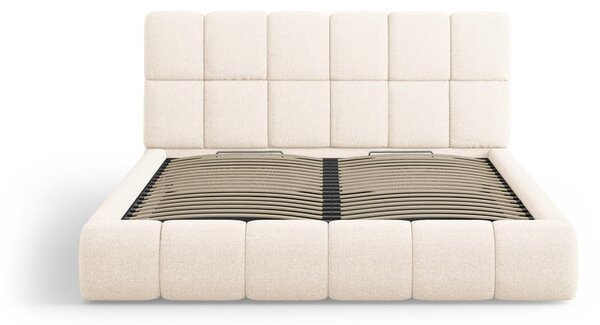 Letto beige imbottito con spazio contenitivo 160x200 cm Bellis – Micadoni Home