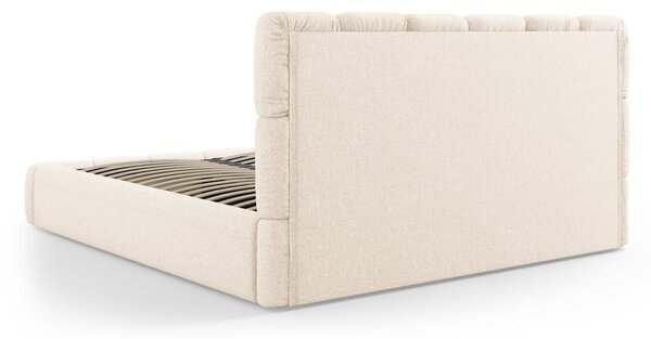 Letto beige imbottito con spazio contenitivo 160x200 cm Bellis – Micadoni Home