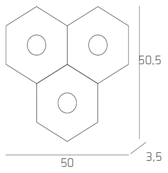 Plafoniera Moderna Hexagon Metallo Foglia Rame 3 Luci Led 12X3W