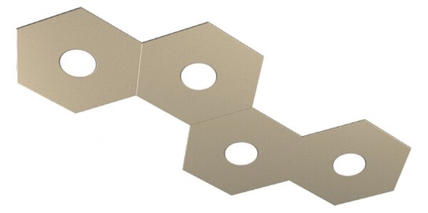Plafoniera Moderna Hexagon Metallo Sabbia 4 Luci Led 12X4W
