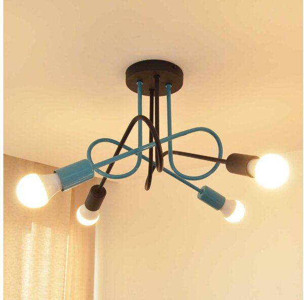 Lampadario a plafone OXFORD 4xE27/15W/230V nero/turchese