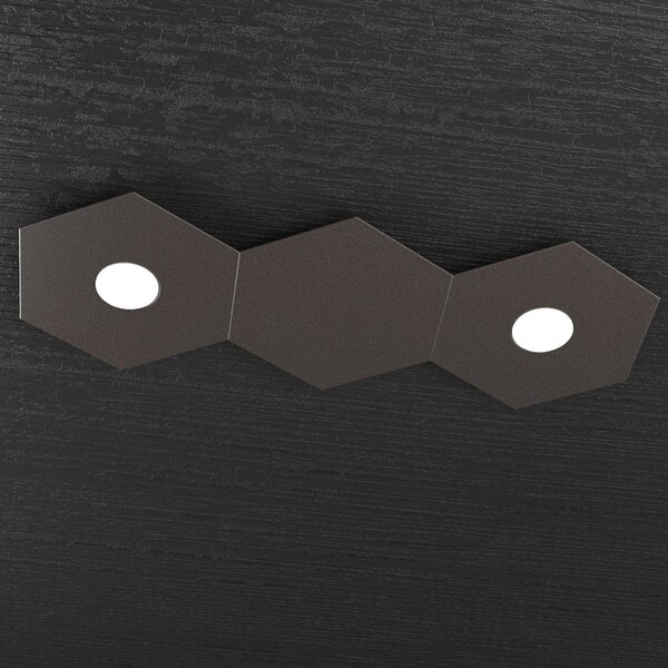 Plafoniera Moderna 3 Moduli Hexagon Metallo Marrone 2 Luci Led 12X2W