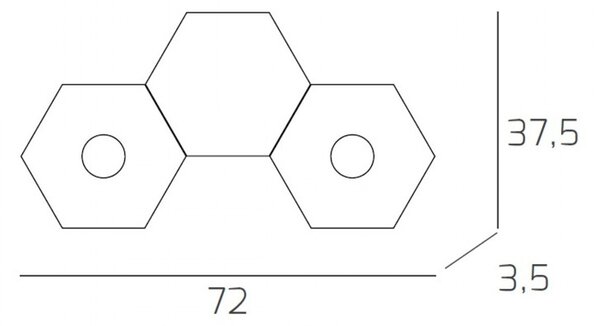 Plafoniera Moderna 3 Moduli Hexagon Metallo Foglia Oro 2 Luci Led 12X2W