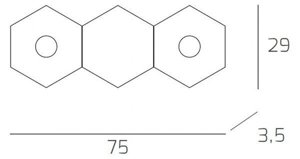 Plafoniera Moderna 3 Moduli Hexagon Metallo Sabbia 2 Luci Led 12X2W