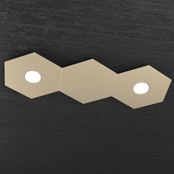 Plafoniera Moderna 3 Moduli Hexagon Metallo Sabbia 2 Luci Led 12X2W