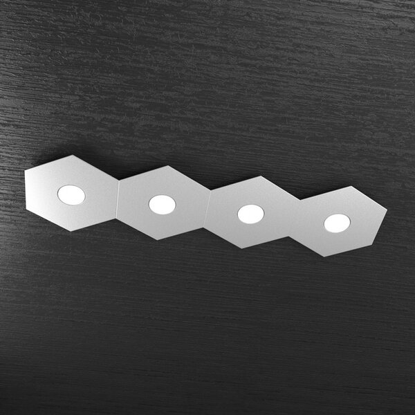 Plafoniera Moderna Hexagon Metallo Grigio 4 Luci Led 12X4W