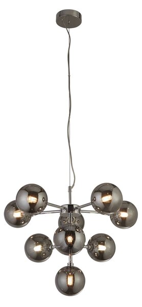 Searchlight Lampada a sospensione in vetro Zarath, dimmerabile, Alluminio / Grigio / Zincato, Soggiorno / Sala da pranzo, Vetro, Moderno, Lampada a sospensione