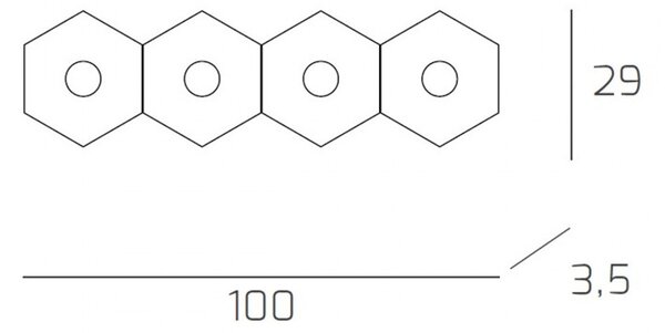 Plafoniera Moderna Hexagon Metallo Foglia Oro 4 Luci Led 12X4W