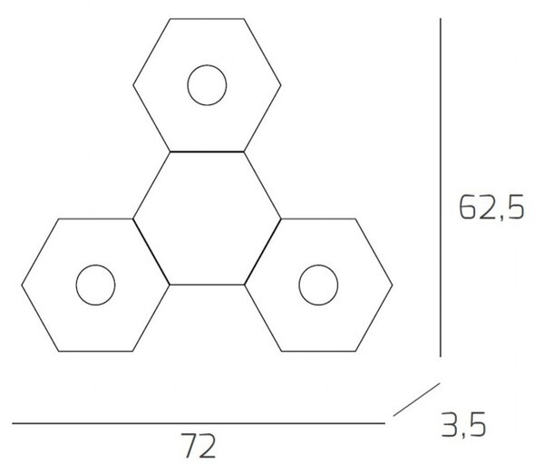 Plafoniera Moderna 4 Moduli Hexagon Metallo Grigio Antracite 3 Luci Led 12X3W
