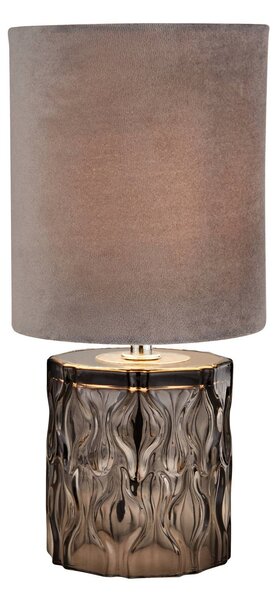 Searchlight Lampada da tavolo Nyssa, Alluminio / Grigio / Zincato, Soggiorno / Sala da pranzo, Tessuto / Stoffa / Seta, Moderno, Lampada da tavolo