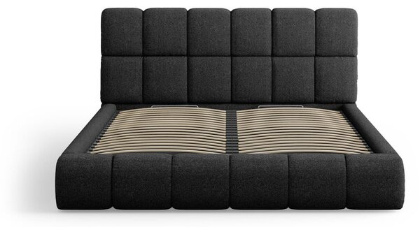 Letto matrimoniale imbottito nero con contenitore con griglia 180x200 cm Bellis - Micadoni Home