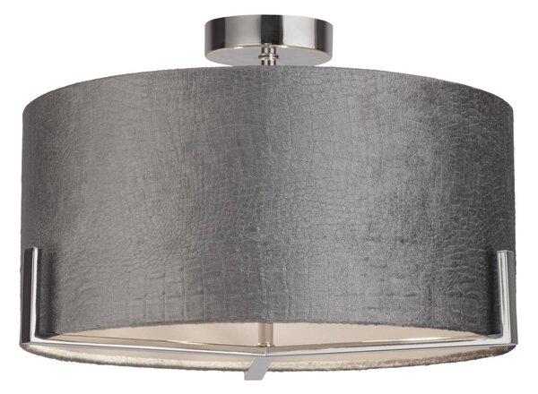Searchlight Plafoniera soffitto Kyran, dimmerabile, Alluminio / Grigio / Zincato, Soggiorno / Sala da pranzo, Tessuto / Stoffa / Seta, Moderno, Plafoniera