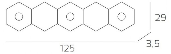 Plafoniera Moderna 5 Moduli Hexagon Metallo Grigio Antracite 3 Luci Led 12X3W