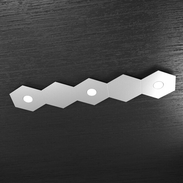 Plafoniera Moderna 5 Moduli Hexagon Metallo Grigio 3 Luci Led 12X3W