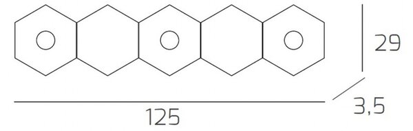 Plafoniera Moderna 5 Moduli Hexagon Metallo Sabbia 3 Luci Led 12X3W