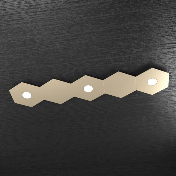 Plafoniera Moderna 5 Moduli Hexagon Metallo Sabbia 3 Luci Led 12X3W