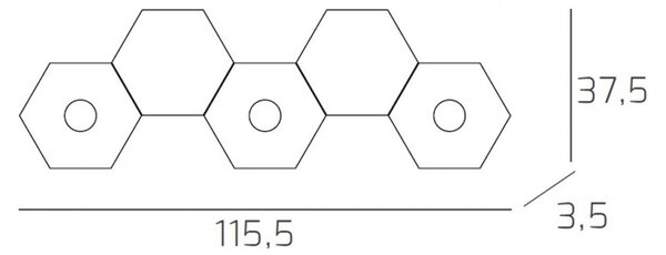 Plafoniera Moderna 5 Moduli Hexagon Metallo Sabbia 3 Luci Led 12X3W