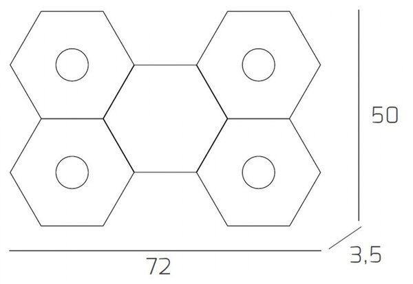 Plafoniera Moderna 5 Moduli Hexagon Metallo Sabbia 4 Luci Led 12X4W
