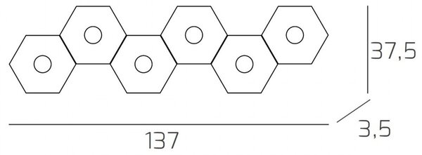 Plafoniera Moderna Hexagon Metallo Grigio Antracite 6 Luci Led 12X6W