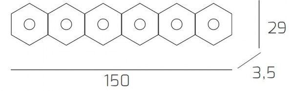 Plafoniera Moderna Hexagon Metallo Grigio Antracite 6 Luci Led 12X6W