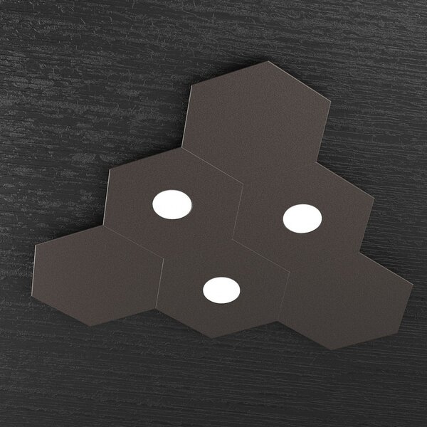 Plafoniera Moderna 6 Moduli Hexagon Metallo Marrone 3 Luci Led 12X3W