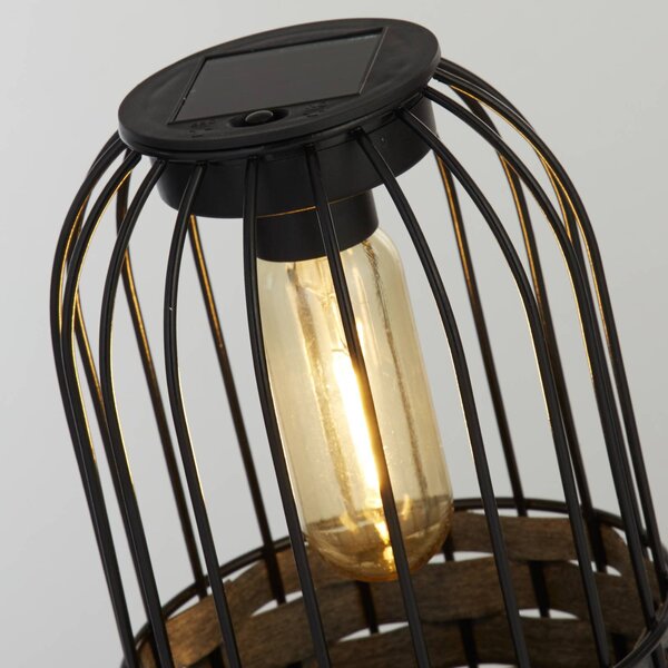Searchlight Lampada LED per terrazza Tahoa, 26 cm, grigio, rattan, IP44 Tahoa, Alluminio / Grigio / Zincato, Legno, Campagna / Rustiche, Lampade solari