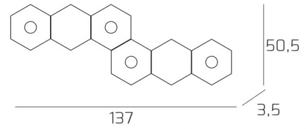 Plafoniera Moderna 6 Moduli Hexagon Metallo Bianco 4 Luci Led 12X4W