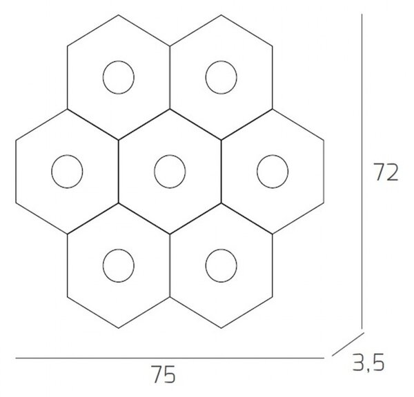 Plafoniera Moderna Hexagon Metallo Bianco 7 Luci Led 12X7W