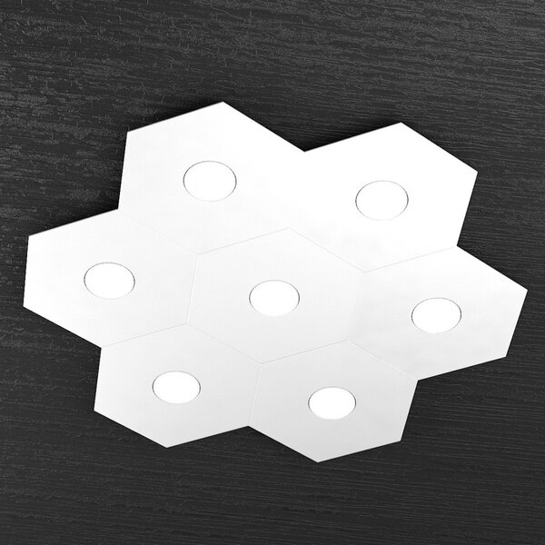 Plafoniera Moderna Hexagon Metallo Bianco 7 Luci Led 12X7W