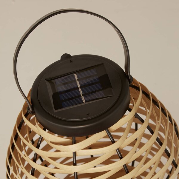 Searchlight Lampada LED per terrazza Netan, marrone, rattan, 23 cm, IP44 Netan, Legno chiaro, Legno, Campagna / Rustiche, Lampade solari