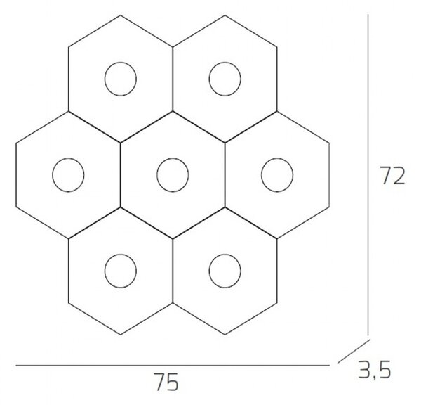 Plafoniera Moderna Hexagon Metallo Grigio Antracite 7 Luci Led 12X7W