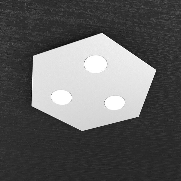 Plafoniera Moderna Esagonale Hexagon Metallo Grigio 3 Luci Led 12X3W
