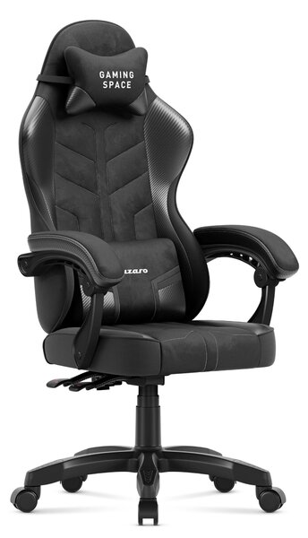 Sedia da gioco Huzaro Force 2.7 Carbon - poltrona girevole ergonomica in velluto con schienale regolabile, cuscino lombare e poggiatesta, fino a 140 kg