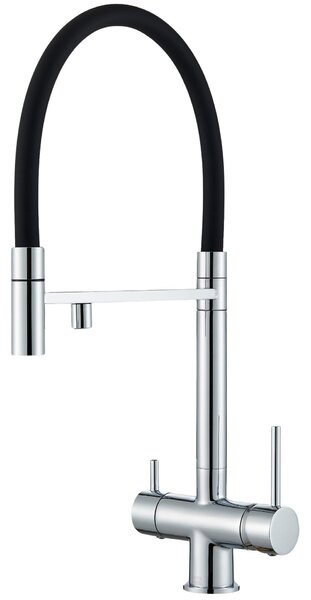 Rubinetto da cucina a 3 vie Ari HighFlex con doccetta estraibile, beccuccio girevole 360, cartuccia Vetroceramica, cromato