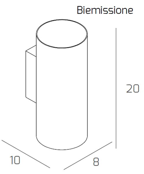 Applique Moderna Cilindrica Shape Metallo Sabbia 2 Luci Gx53 20Cm Biemissione
