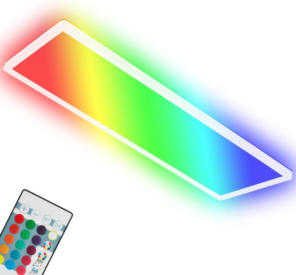 Briloner Leuchten ? Lampada da soffitto ultrapiatta RGBW, lampada da soffitto a LED con retroilluminazione, bianco neutro, pannello LED, cambio colore, dimmerabile, telecomando, bianco