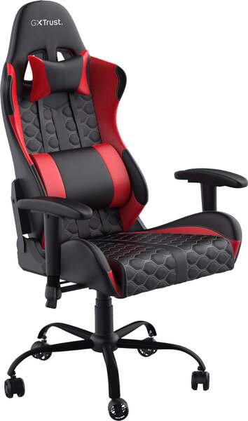 Trust Gaming GXT 708R Resto Gaming Chair, girevole a 360°, sedia da ufficio con cuscino rimovibile, sedia regolabile in altezza per computer, sedia bloccabile - Rosso