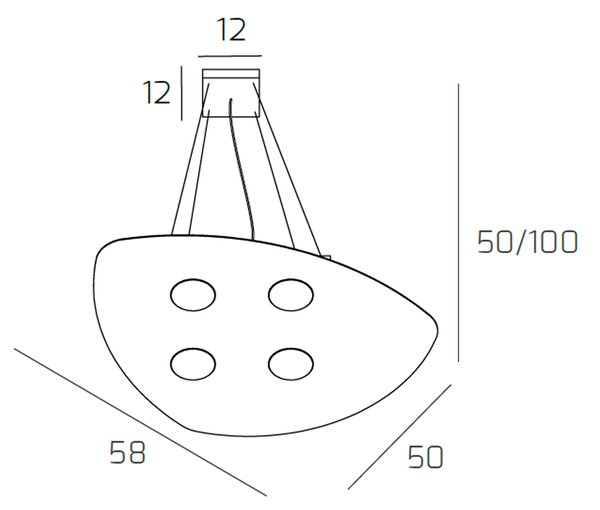 Sospensione Moderna Shape Metallo Sabbia 4 Luci Gx53