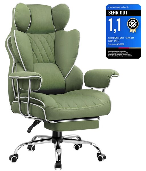 Sedia da gioco GTPLAYER, sedia da gioco, sedia da ufficio ergonomica con poggiapiedi, supporto lombare regolabile e cuscino per la testa, sedia da gioco imbottita, poltrona da gioco