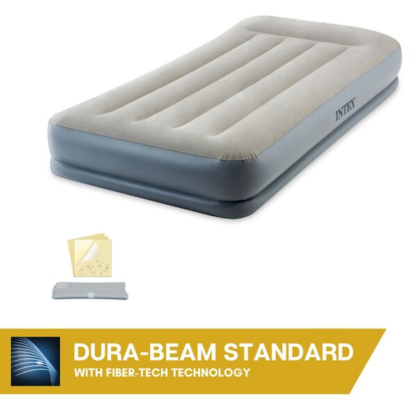 Materasso ad aria - Intex Pillow Rest Mid-Rise - 1 persona - 99x191x30 cm (LxLxH) - Grigio - Con pompa a motore incorporata